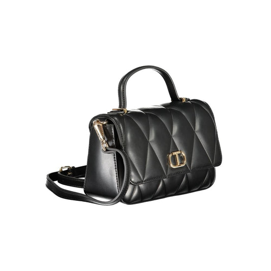 Black leather bag with golden details