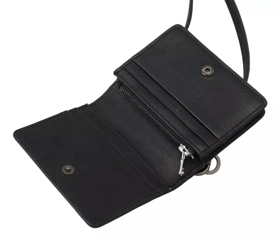 Dolce & Gabbana Black Leather Bifold Shoulder Sling Women Wallet (Copy)