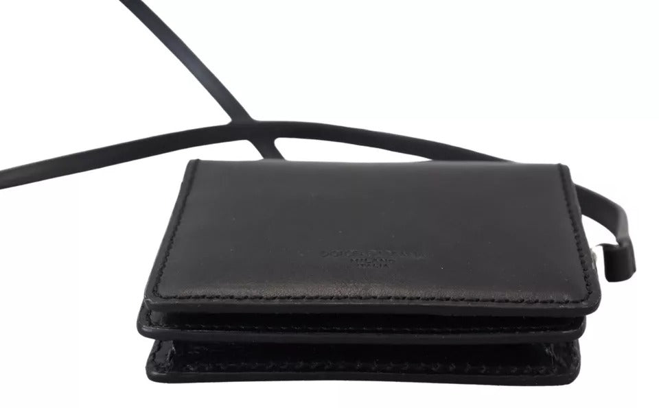 Dolce & Gabbana Black Leather Bifold Shoulder Sling Women Wallet (Copy)