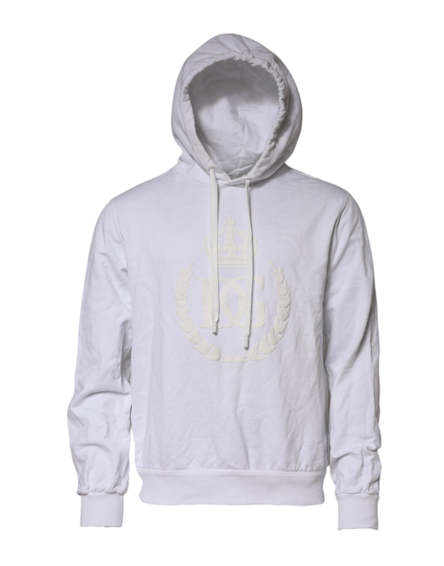 Dolce & Gabbana White Embossed Logo Hooded Sweatshirt Sweater