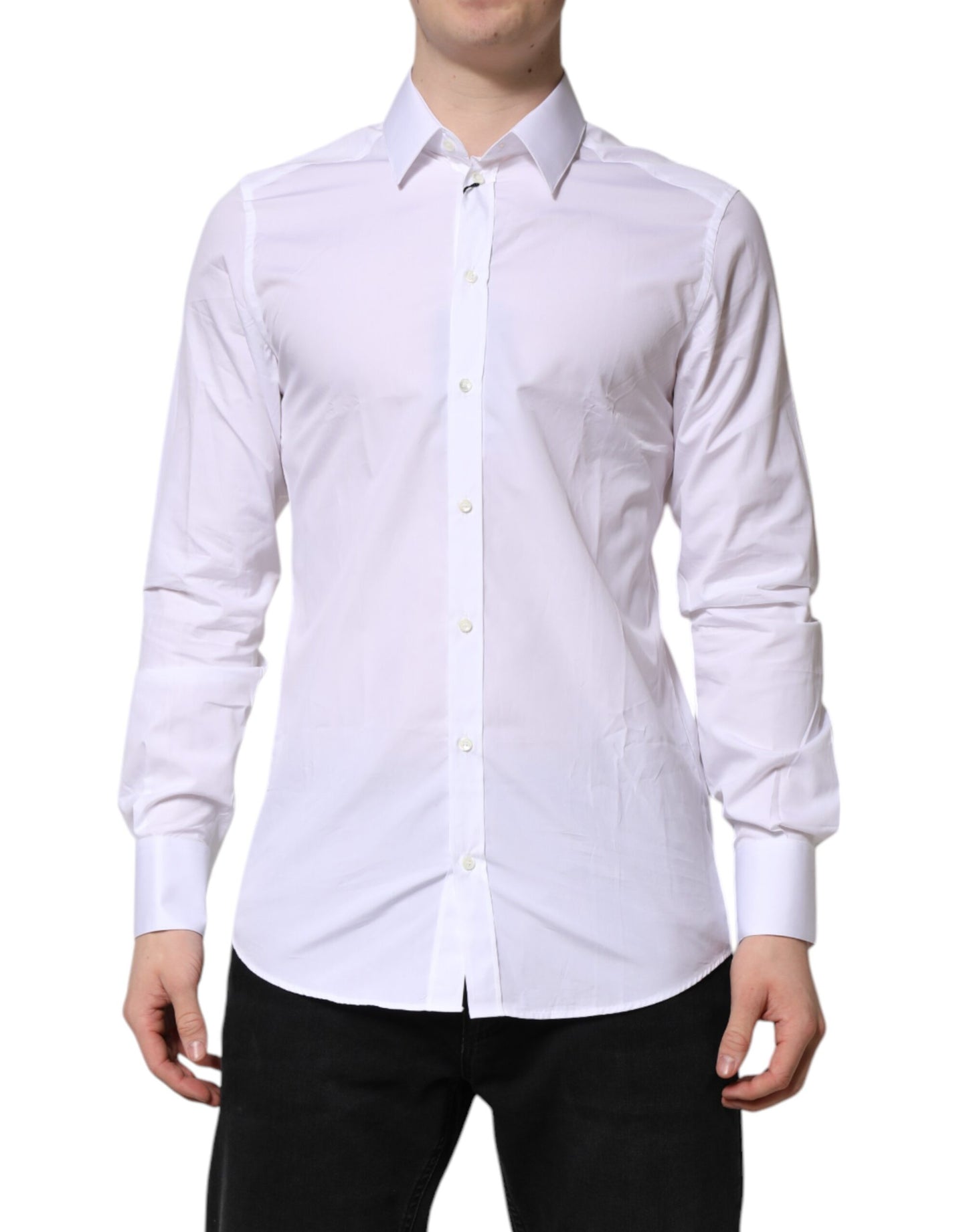 Dolce & Gabbana White GOLD Long Sleeves Dress Formal Shirt