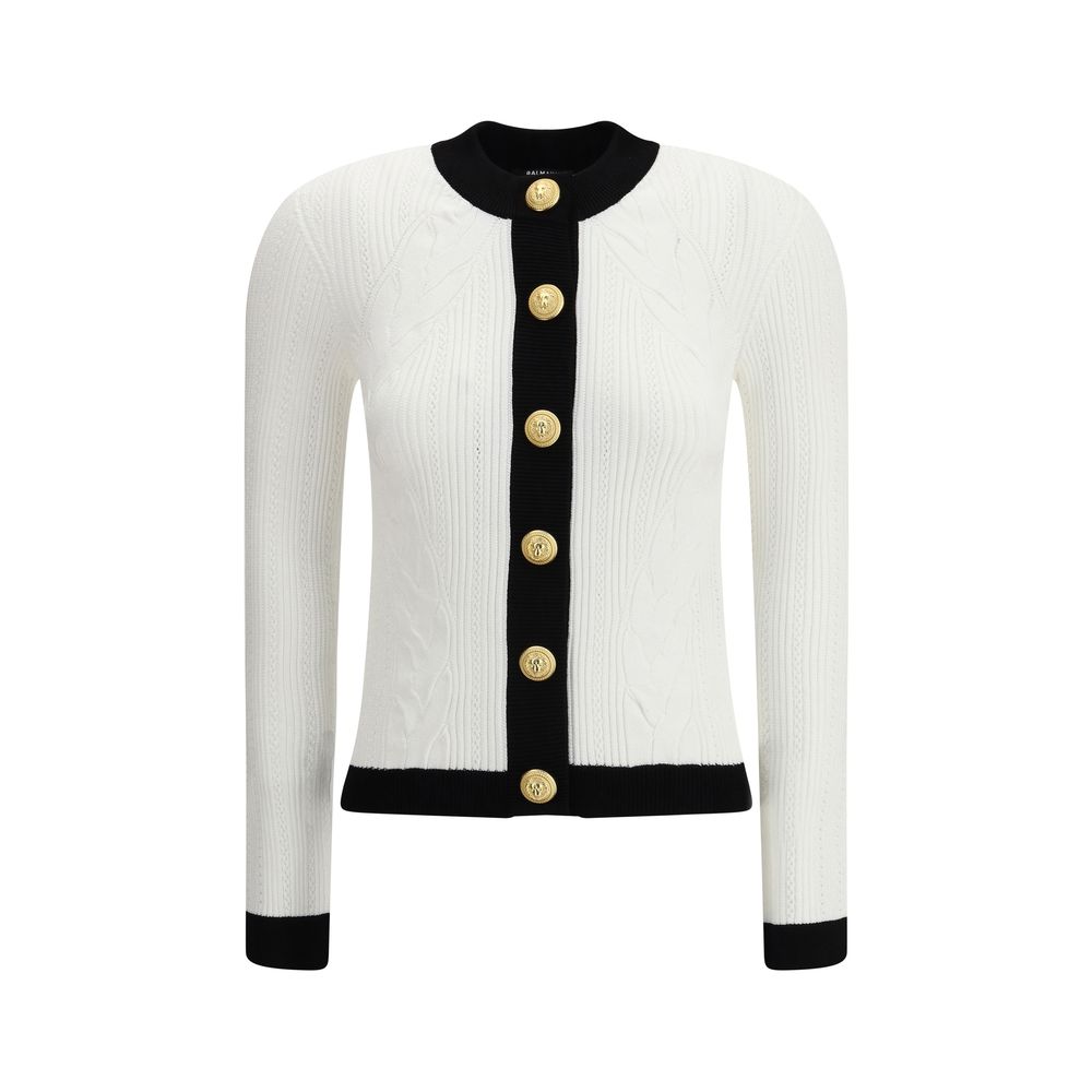 Balmain LS BUTTONED TORSADE KNIT CARDIGAN