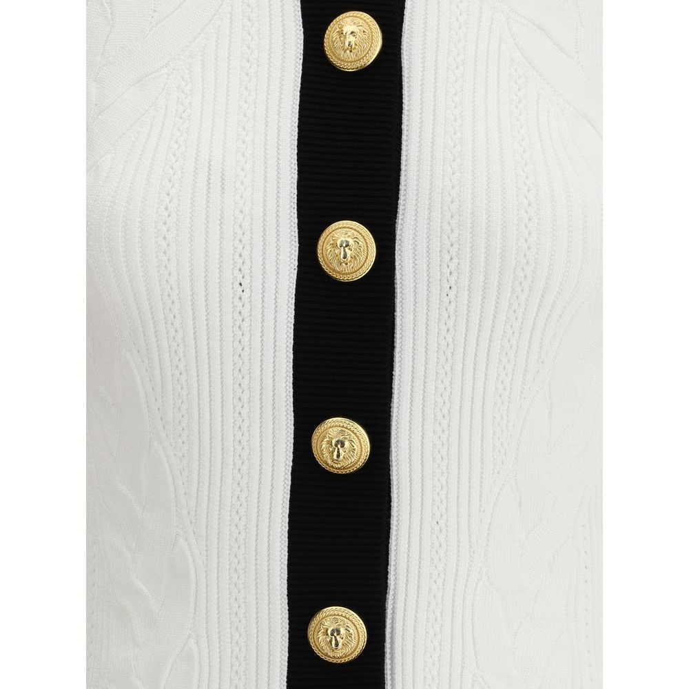 Balmain LS BUTTONED TORSADE KNIT CARDIGAN