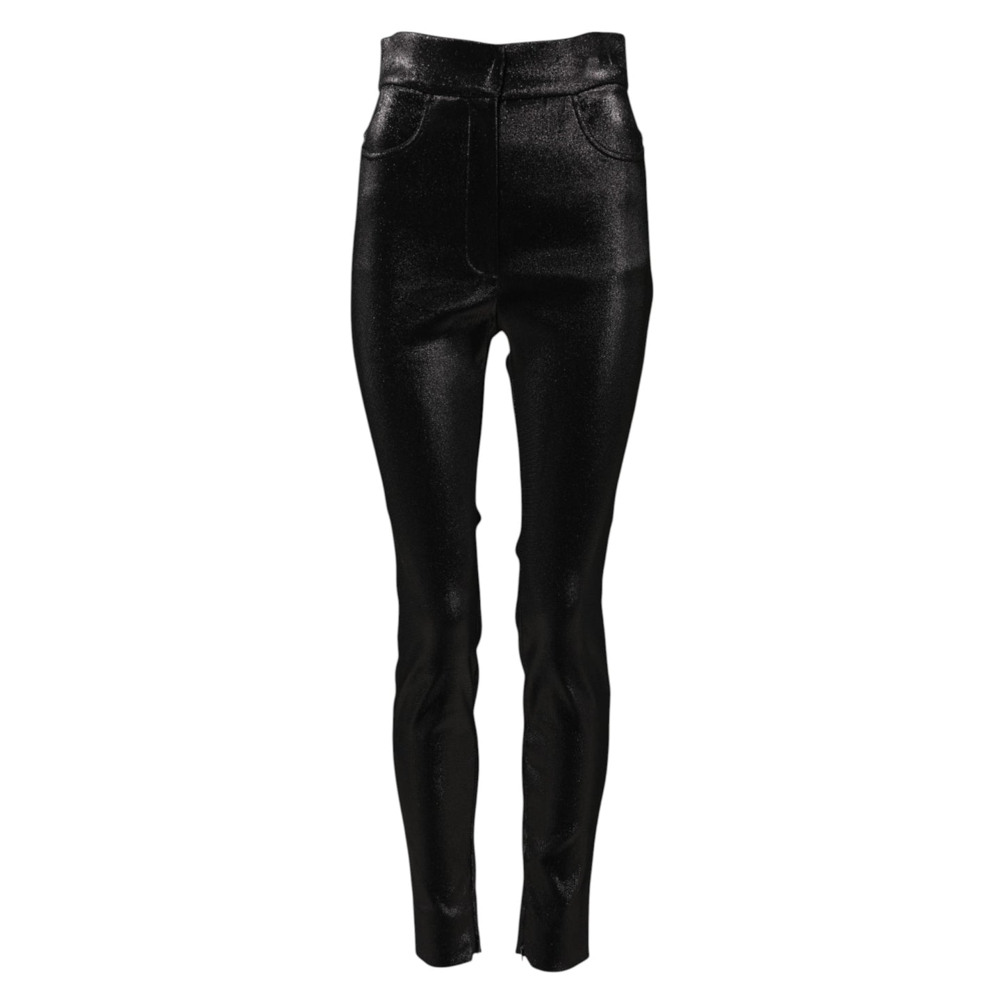 Dolce & Gabbana Black Cotton Stretch Lurex Thread Skinny Pants