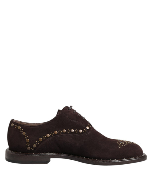 Dolce & Gabbana Elegant Brown Velvet Oxford Lace-up Shoes