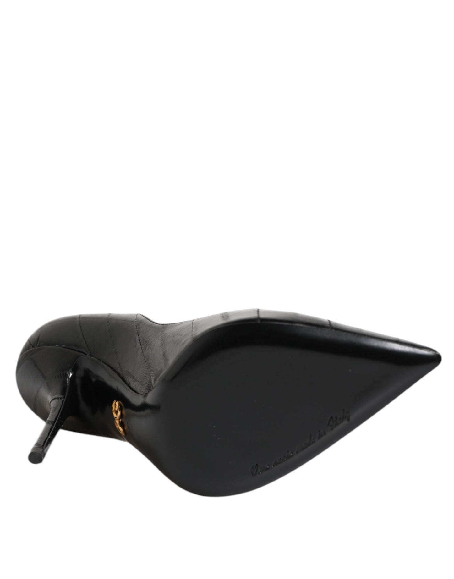 Dolce & Gabbana Black Leather Stiletto High Heels Pumps Shoes