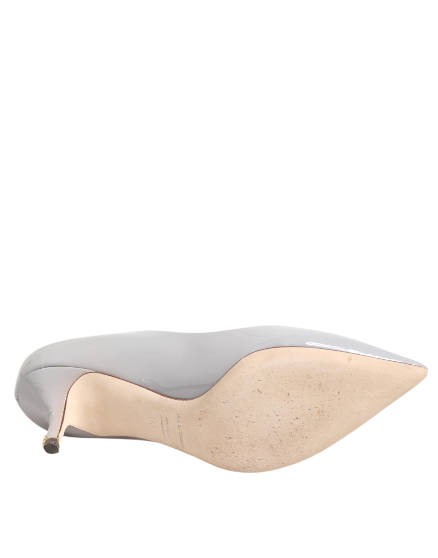 Dolce & Gabbana Light Gray Leather Kitten Heels Pumps Shoes