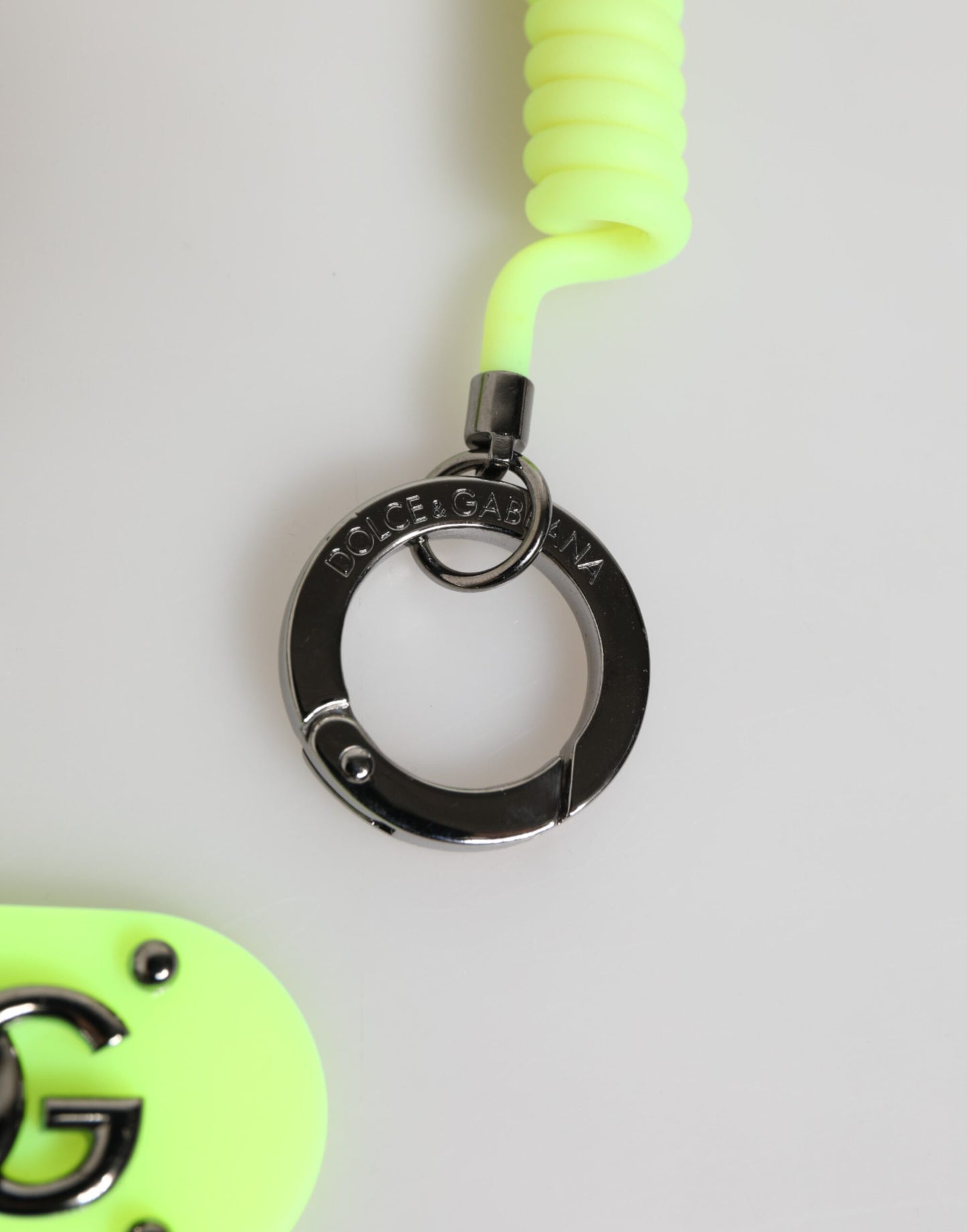 Dolce & Gabbana Green Springy Key Holder DG Logo Men's Keychain