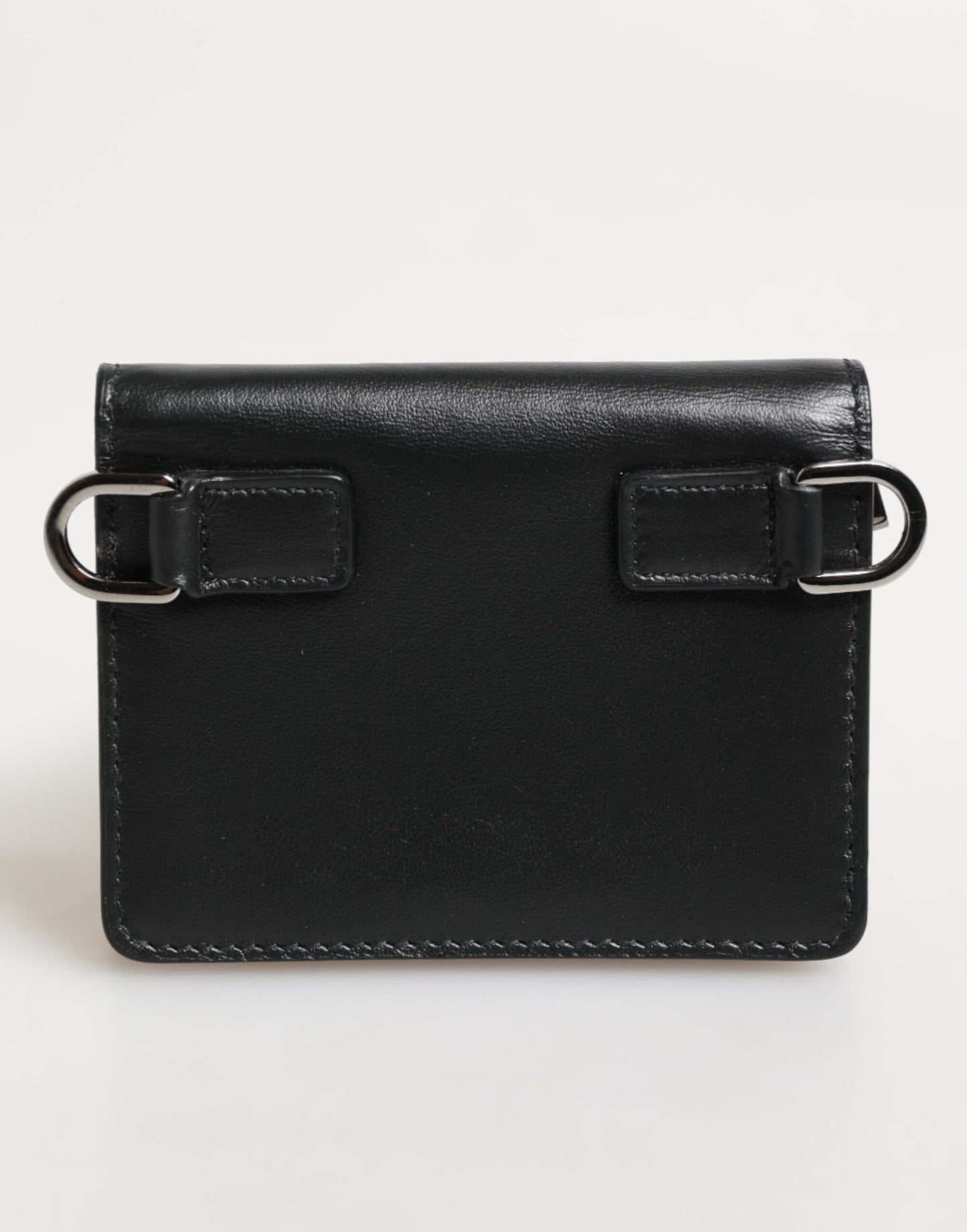 Dolce & Gabbana Black Leather DG Logo Bifold Card Holder Men Borse Wallet