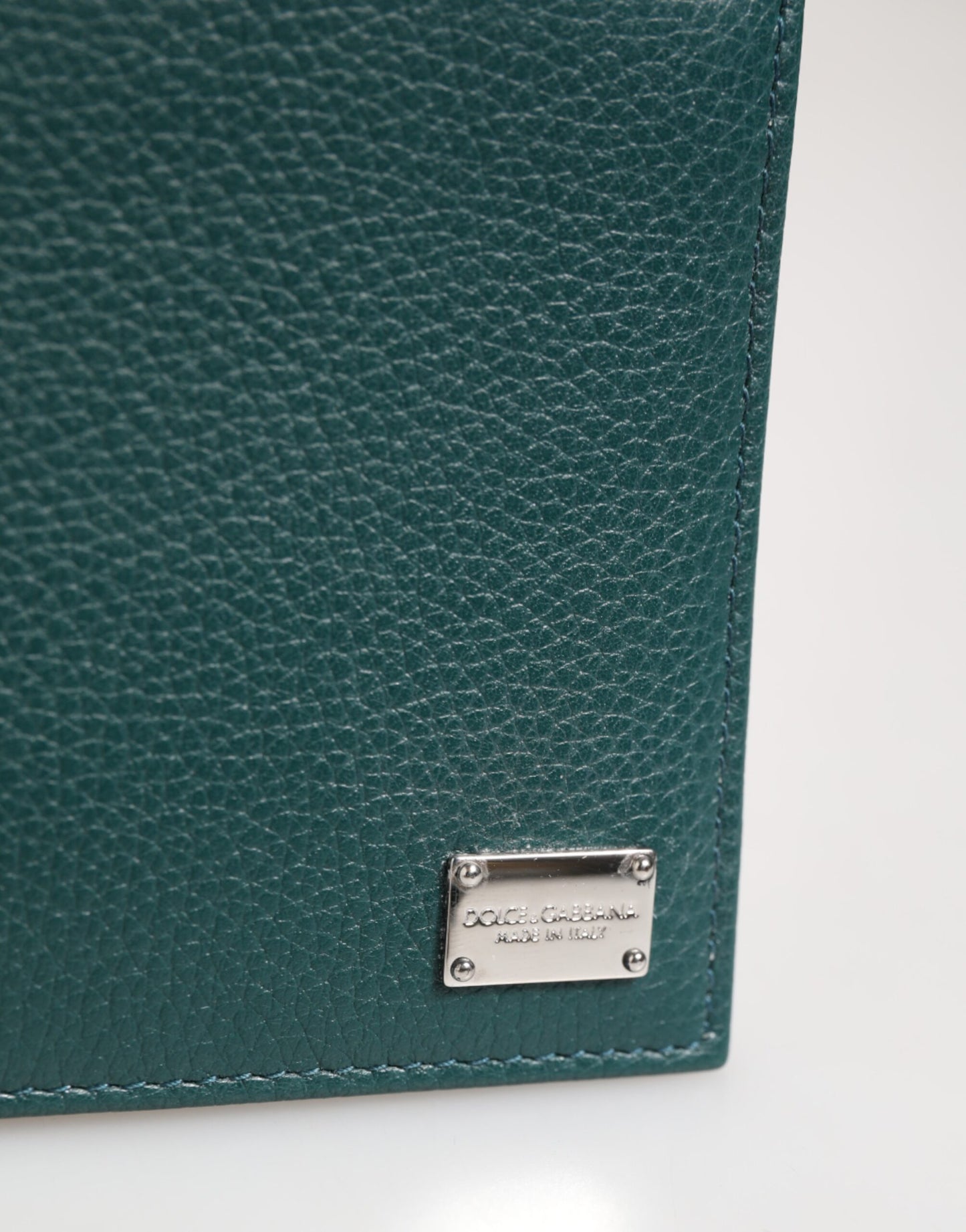 Dolce & Gabbana Green Leather DG Logo Engrave Men Bifold Card Holder Wallet