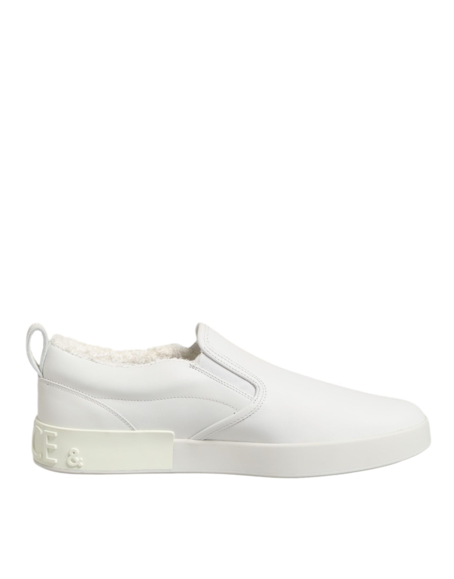 Dolce & Gabbana White Leather Low Top Slip On Sneakers Shoes