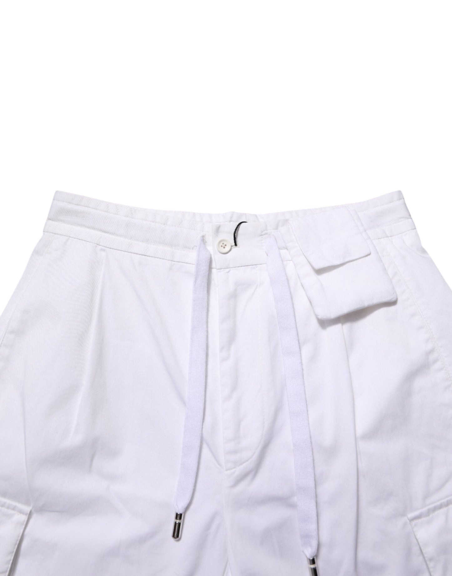 Dolce & Gabbana White Linen Straight Cargo Men Trouser Pants