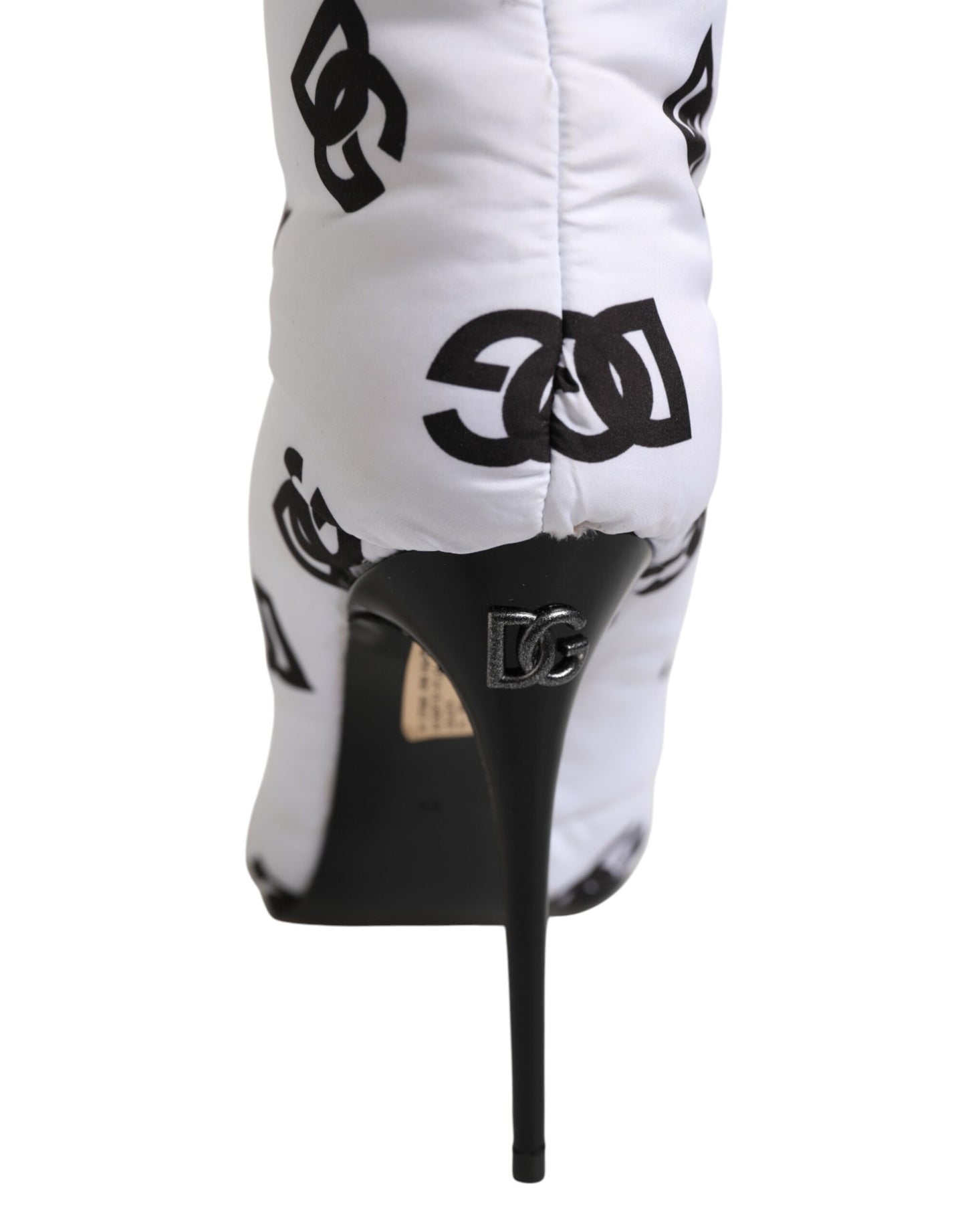 Dolce & Gabbana White DG Logo Heels Short Boots Shoes