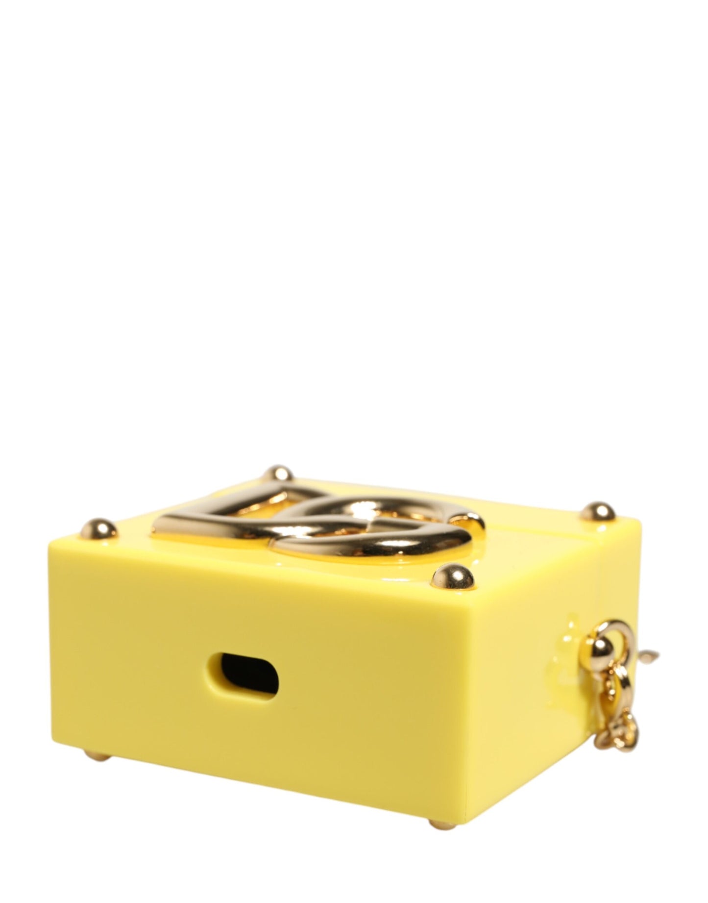 Dolce & Gabbana Yellow DG Logo Plaque Cover Gold Chain Airpods Case