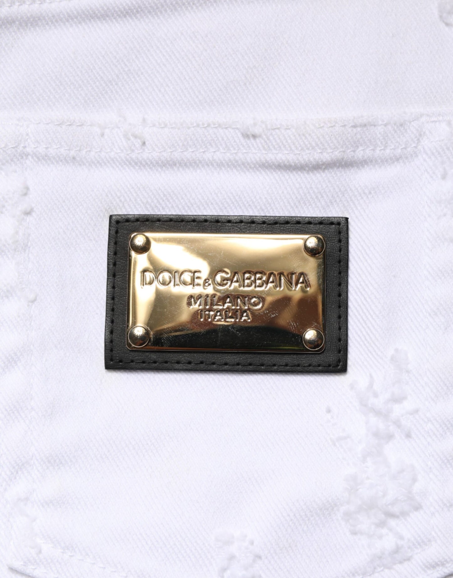 Dolce & Gabbana White Distressed High Waist Denim Jeans