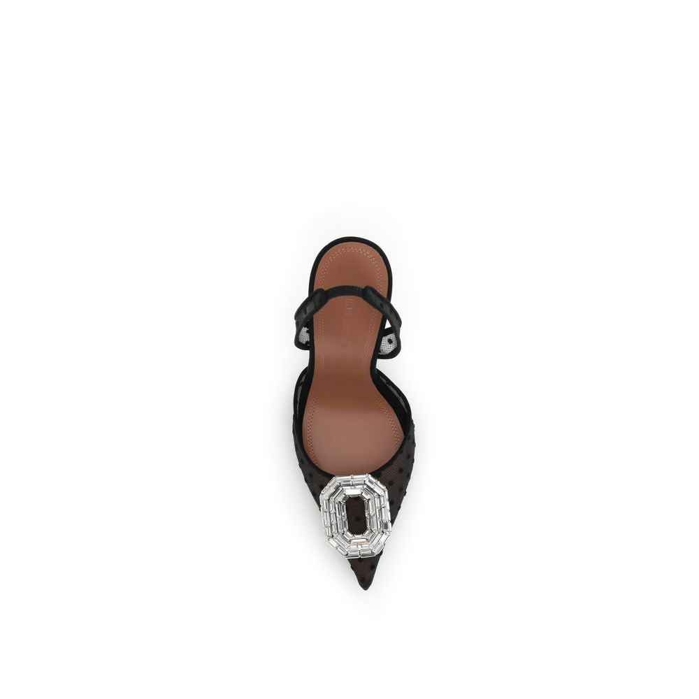 Amina Muaddi Black Glass Platform Pumps