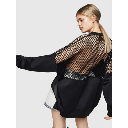Diesel Black Cotton Polyester Mesh Hoodie