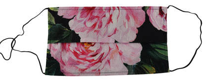Dolce & Gabbana Black Floral Pleated Elastic Ear Strap Face Mask