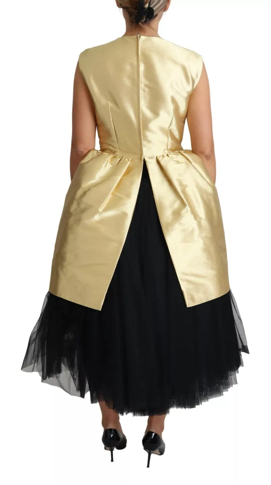 Dolce & Gabbana Polyester Gold Sleeveless A-line Tulle Dress (Copy)