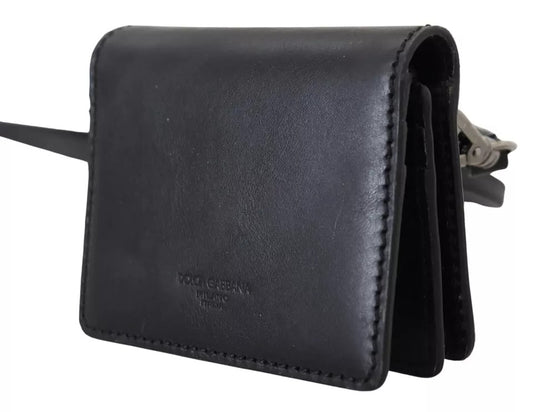 Dolce & Gabbana Black Leather Bifold Shoulder Sling Women Wallet (Copy)