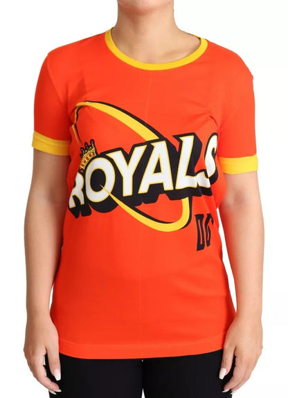 Dolce & Gabbana Orange Royals Print Round Neck T-shirt