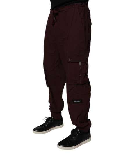 Dolce & Gabbana Maroon Cotton Cargo Jogger Sweatpants Pants