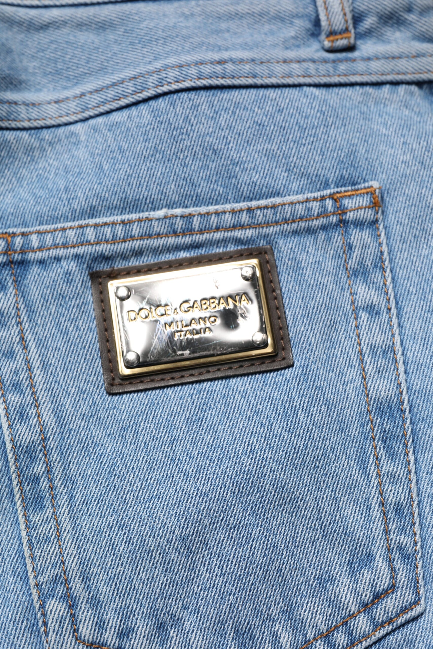 Dolce & Gabbana Blue Cotton Skinny Men Denim Mid Waist Jeans