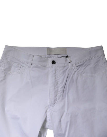 Dolce & Gabbana White Cotton Stretch Skinny Dress Formal Pants