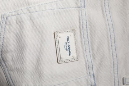 Dolce & Gabbana White Cotton Stretch Skinny Slim Denim Jeans