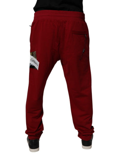 Dolce & Gabbana Red Logo Tape Cotton Jogger Sweatpants Pants