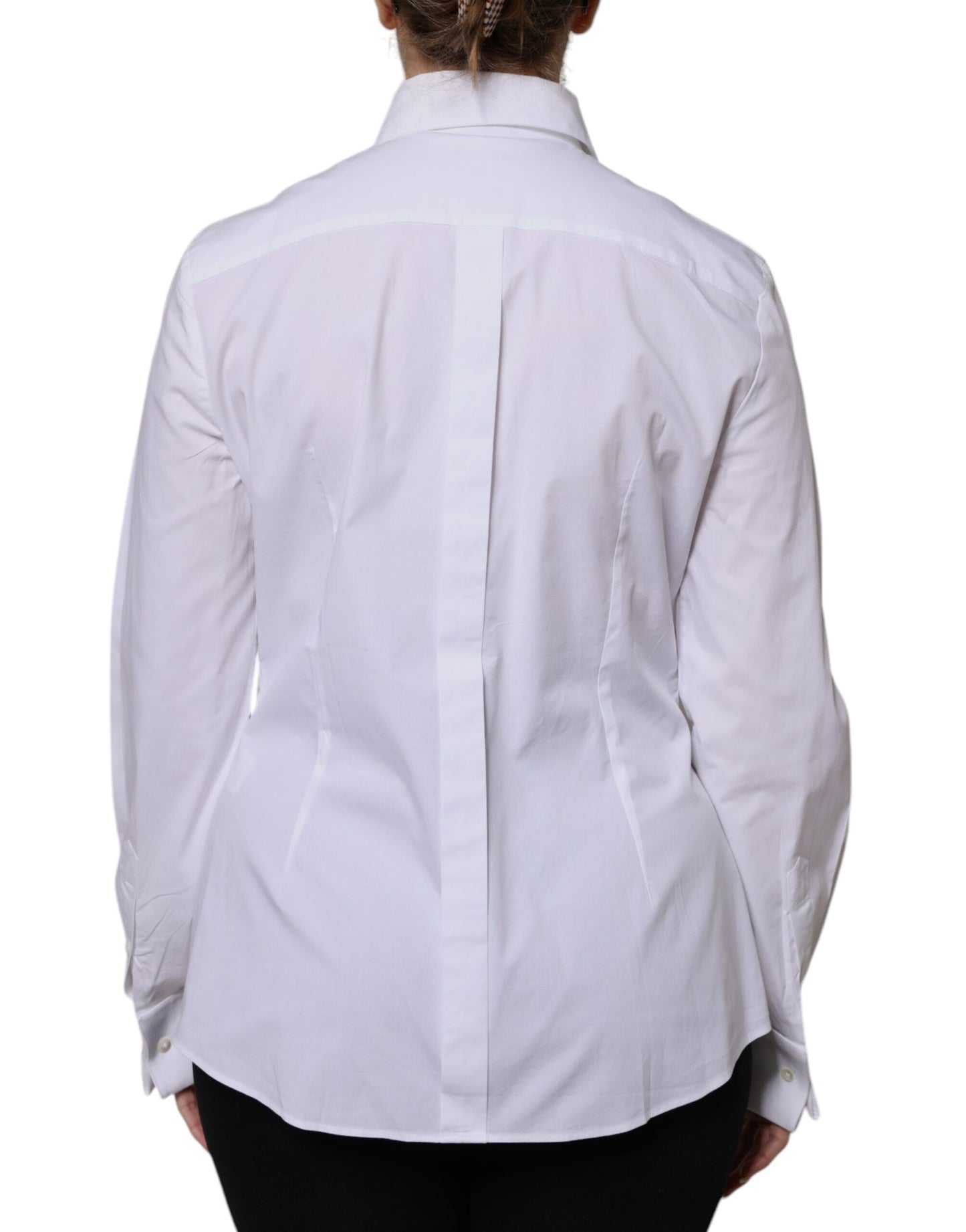 Dolce & Gabbana White Cotton Dress Collared Dress Shirt Top