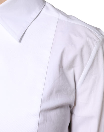 Dolce & Gabbana White Cotton Dress Collared Dress Shirt Top