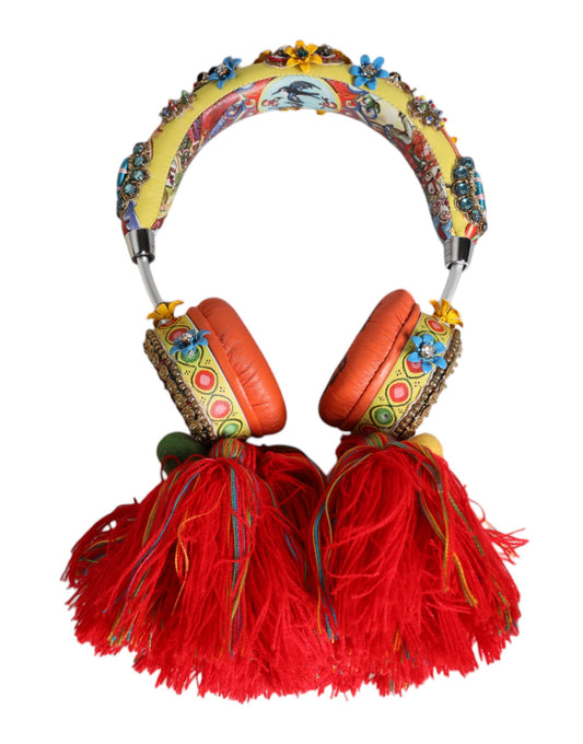 Dolce & Gabbana Multicolor Whimsical Tasseled Crystal Headset Headphones