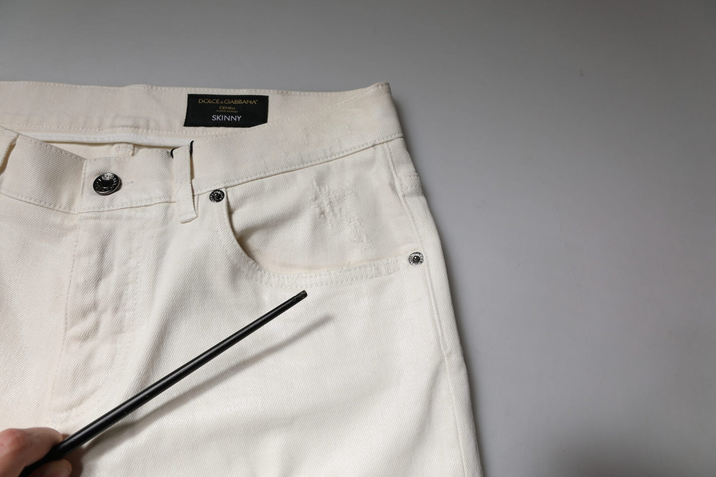 Dolce & Gabbana Off White Cotton Stretch Skinny Denim Jeans