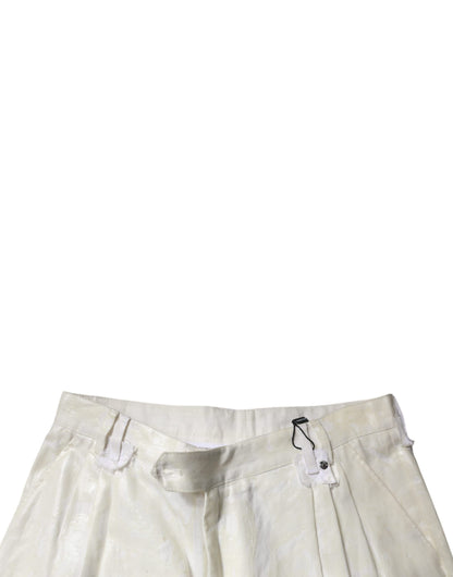 Dolce & Gabbana White Linen Mid Waist Straight Men Denim Jeans