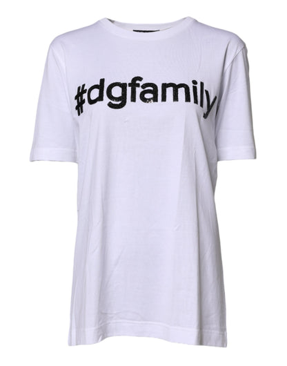 Dolce & Gabbana White #DGFAMILY Embroidery Cotton T-shirt
