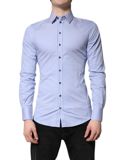 Dolce & Gabbana Light Blue Cotton SICILIA Dress Formal Shirt