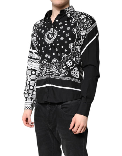 Dolce & Gabbana Black White Bandana MARTINI Casual Shirt