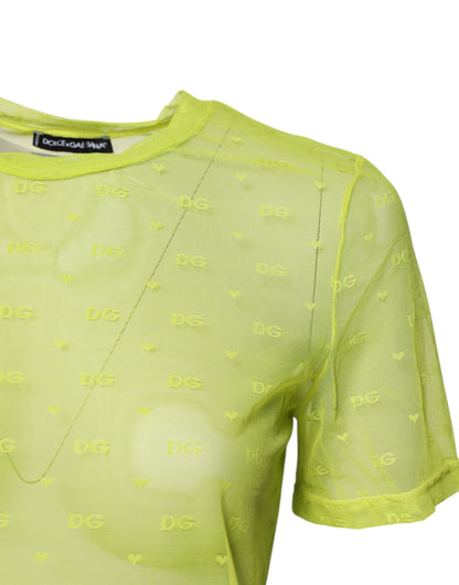 Dolce & Gabbana Green Nylon See Through Women Short Sleeves Top