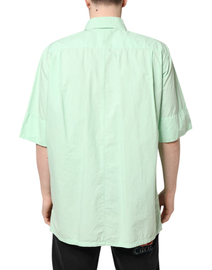 Dolce & Gabbana Green Cotton Short Sleeves Men Casual Shirt