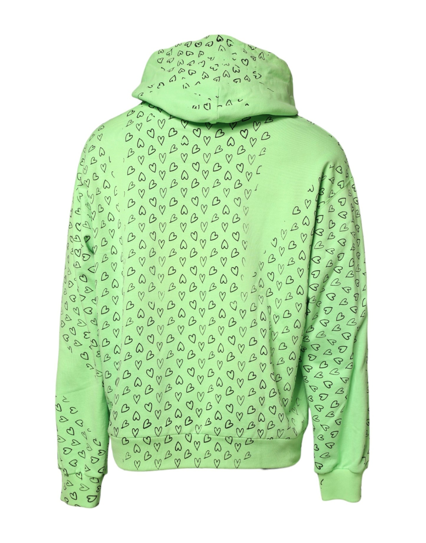 Dolce & Gabbana Green Cotton Logo Heart Print Hooded Sweater