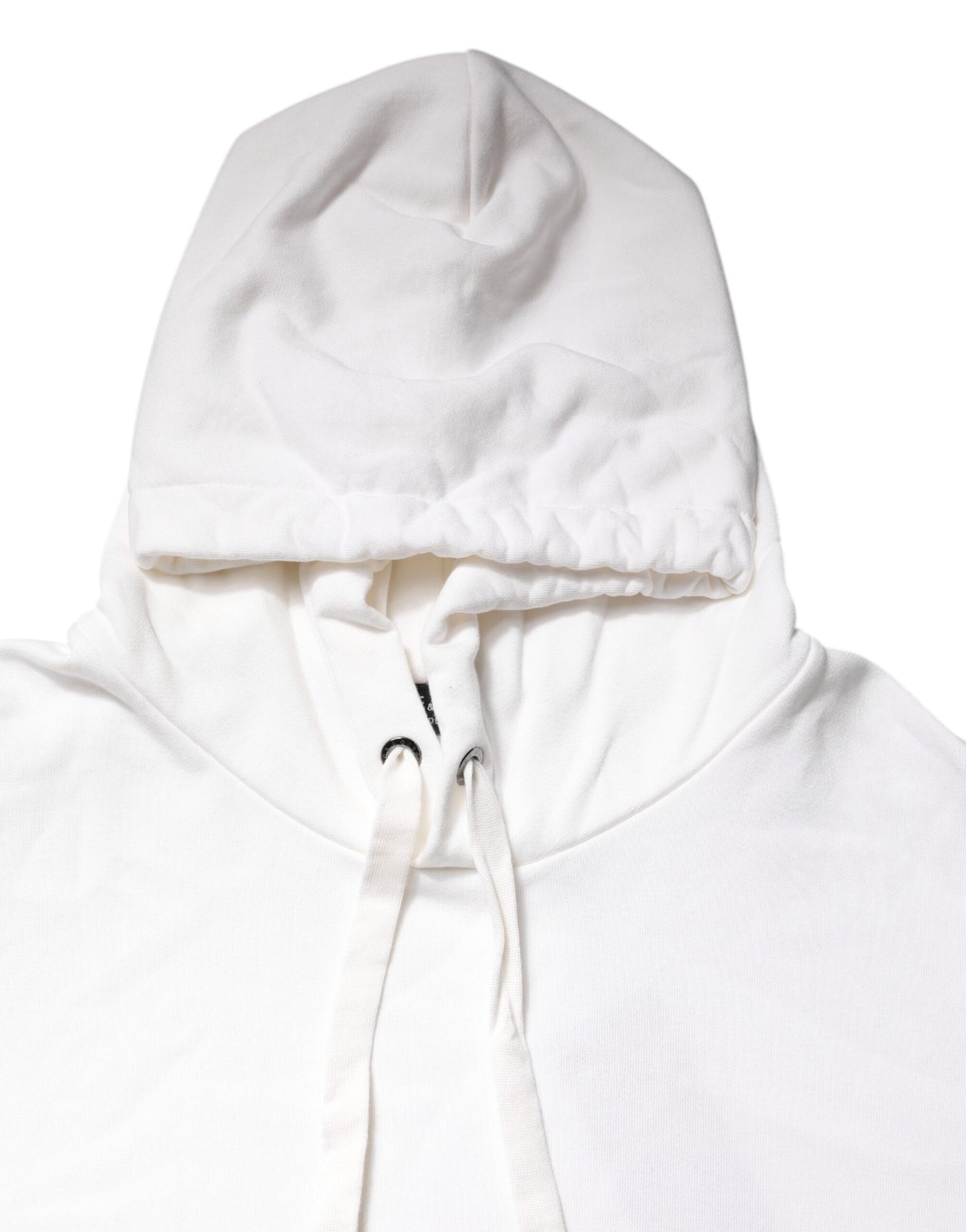 Dolce & Gabbana White Embossed Logo Hooded Sweatshirt Sweater