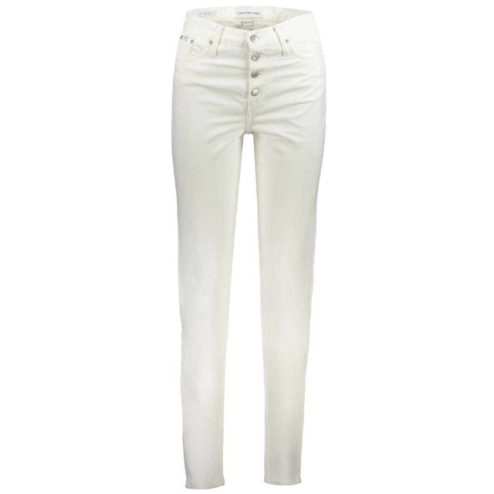 Calvin Klein White Cotton Jeans & Pant