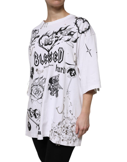 Dolce & Gabbana White Cotton DG BLESSED Printed T-shirt
