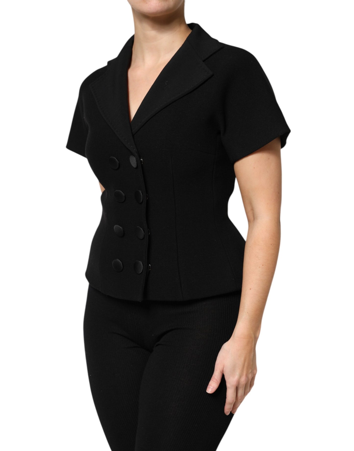 Dolce & Gabbana Black Wool Double Breasted Coat Jacket