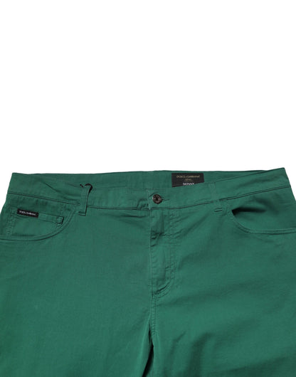 Dolce & Gabbana Green Cotton Stretch Skinny Men Denim Jeans
