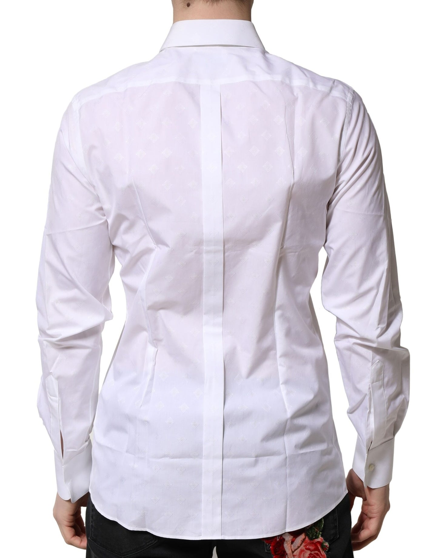 Dolce & Gabbana White Bib Cotton Poplin GOLD Formal Shirt