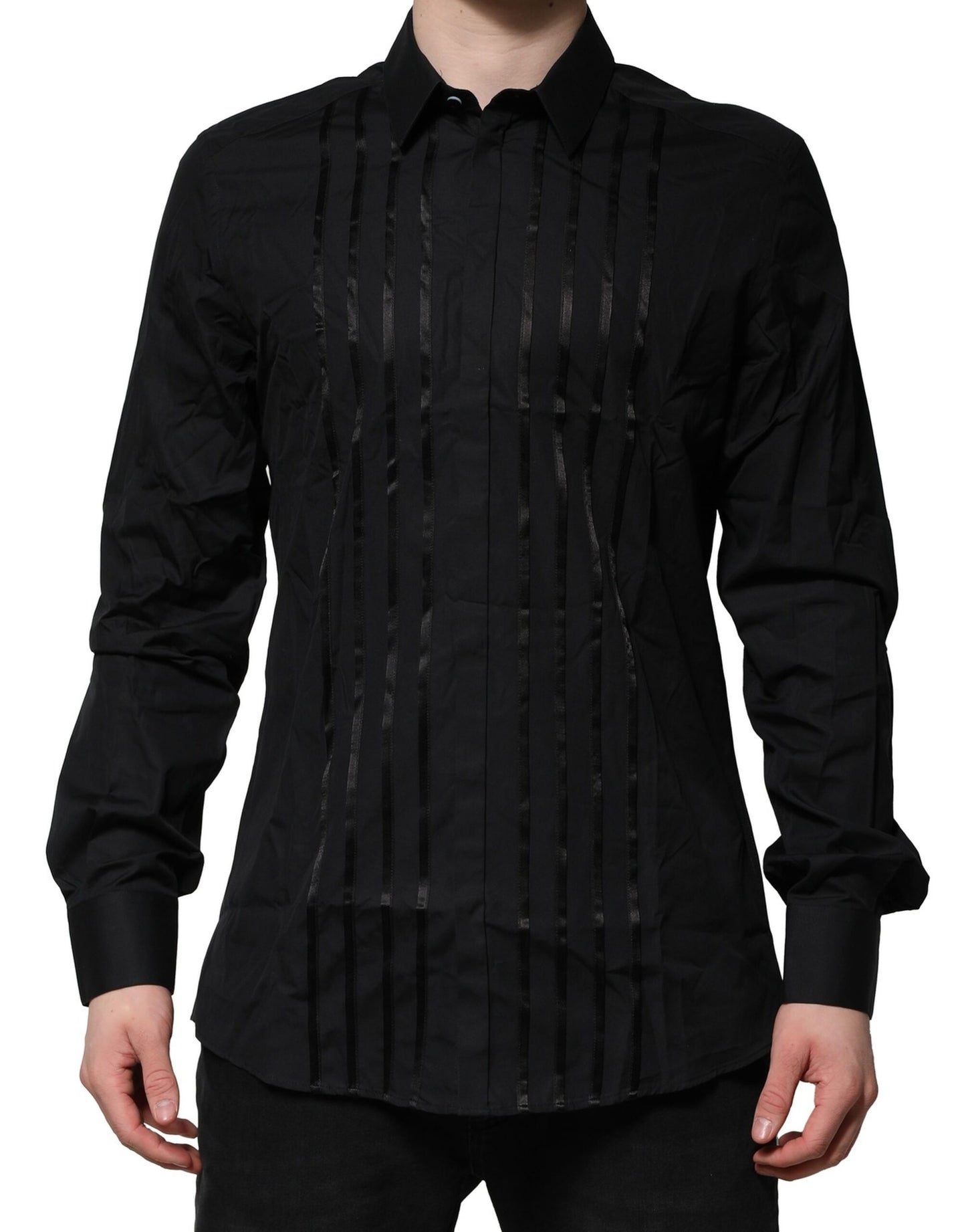 Dolce & Gabbana Black Cotton GOLD Mens Dress Formal Shirt
