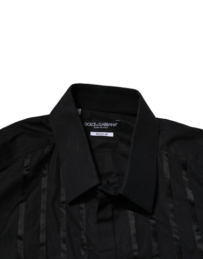 Dolce & Gabbana Black Cotton GOLD Mens Dress Formal Shirt