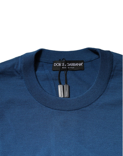 Dolce & Gabbana Blue Cashmere Crew Neck Sweatshirt Sweater